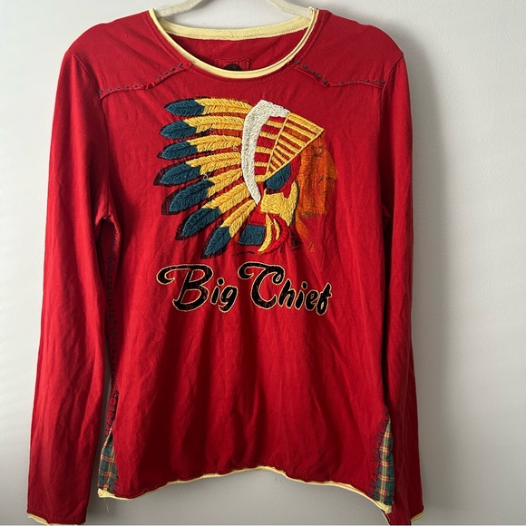 Double D Ranch Tops - Double D Ranch Big Chief long sleeved graphic tee L